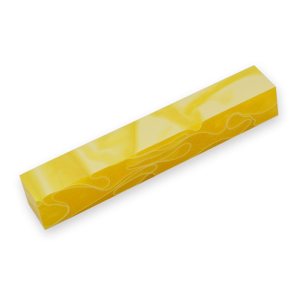 Pen blank - Acryl - 130x20x20 mm - Elfenbeingelb mit weißer Linie - Pfeifenecke
